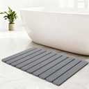 Foldable Stone Bath Mat, Non-Slip Diatomaceous Earth Bath Mat Stones, Super Absorbent Shower Stone Mats Bathroom for Bathtub Floor, Quick Drying, Easy to Clean & Store, 23"x15" Dark Grey (1)