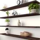 PHPH 36 Inch Wood Floating Shelves for Wall, Wooden Wall Shelves for Bedroom, Set of 4 Brown