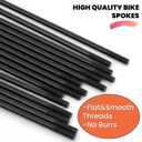 14G Bike Spokes 2mm Bicycle Spokes MTB Road Bike Wheels Black Spokes Steel 76mm-305mm with Nipples 38pcs(Black,14G-204mm)