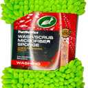 TurtIe Wax Wash Scrub Microfiber Sponge 2-in-1 Solution Achieve Professional Result (4" x 9.25" x 2") Light Green Quality Carwash Intense Shine No Water Spots