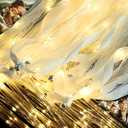 25 pcs Glowing Ribbon Wand for Wedding,LED Light Up Wand with 3 Colorful Flashing Modes,Romantic Decoration Gift for Bride&Guests,Silk Fairy Wand with Bells for Birthday,Wedding,Raves,Concert