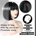 WERD Black Short Bob Wig,Straight Black Bob Wig with bangs, 10 inch Straight Bob Bangs Wig for Women Natural Looking for Daily Use
