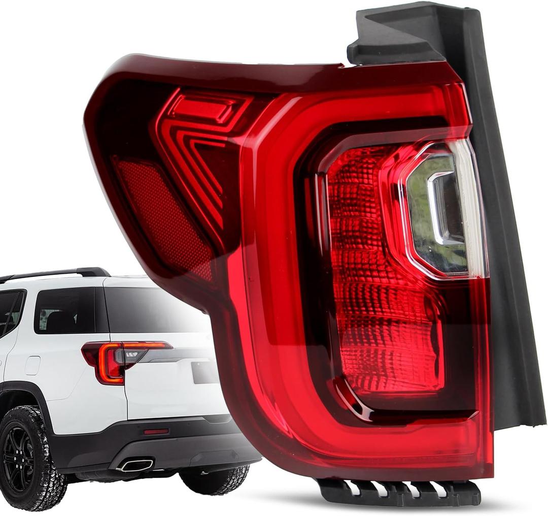 LED Tail Lights Compatible with 2020 2021 2022 2023 GMC Acadia SL/SLE/SLT/Denali Taillights Chrome Trim Rear Outer Tail Light Assembly GM2800316 84817347 (Left Driver Side)