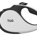 TUG 360° Tangle-Free Retractable Dog Leash | 16 ft Strong Nylon Tape | One-Handed Brake, Pause, Lock, White