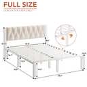 Decofy Twin Size Upholstered Bed Frame with Tufted Headboard and Raised Footboard, Metal Platform Bed Frame, Easy Assembly, Noise Free, No Spring Box Needed (Beige)