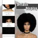 Black Afro Wig with Bangs Short Curly Wigs for Black Women 70s Soft Afro Wig Men Natural Looking Curly Hair Wigs with Bangs 10 Inches Black Puff Synthetic Hair for Daily Party Use