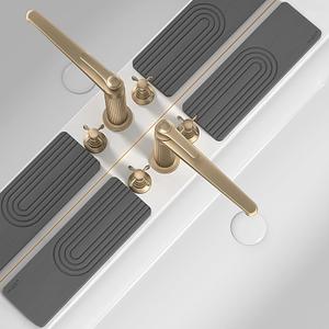 Faucet Mat for Kitchen Sink, Diatomite Stone Drying Sink Protectors, Bathroom Faucet Splash Guard, Quick Dry Water Absorbing, Non-Slip Tray for Kitchen Counter, Gray, 11.8" x 3.9" x 2pcs (Grey)