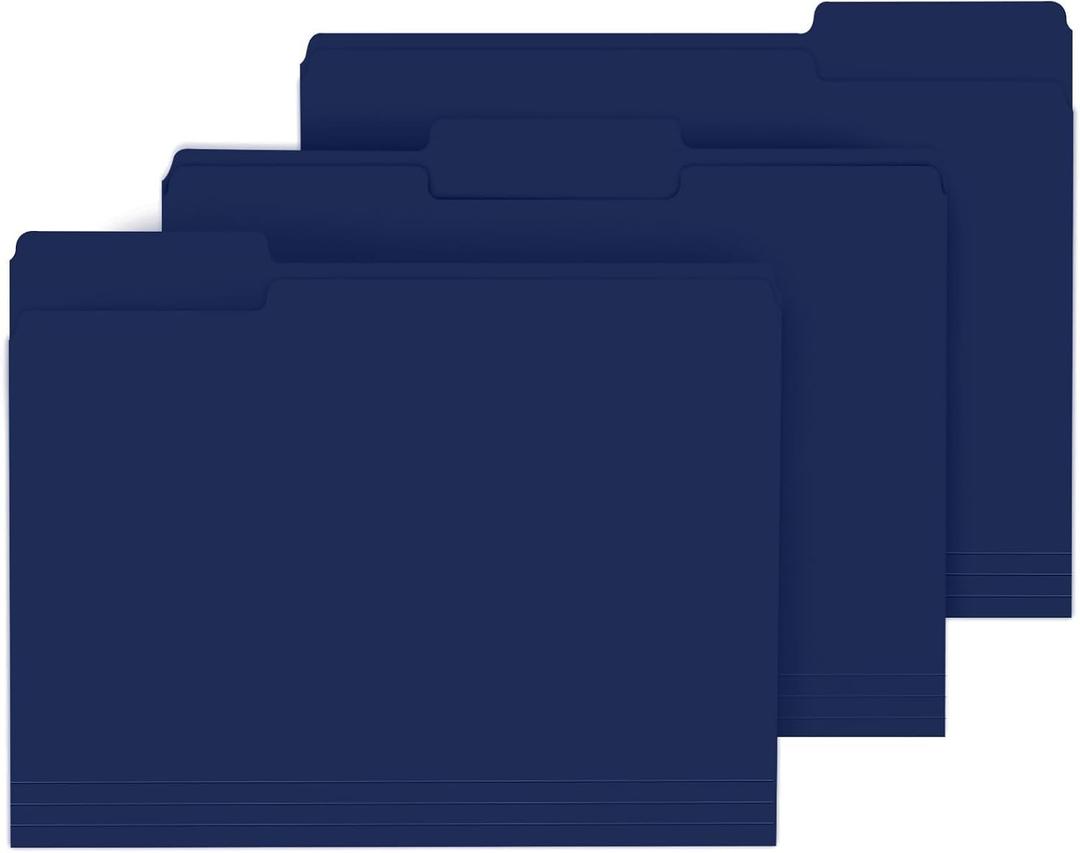 PANDRI Colored File Folders, 120 Pack 1/3 Cut Tab File Folder, Dark Blue