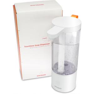 Practical 17oz. Automatic Touch-Free Rechargeable Sensor Liquid Soap Pump Dispenser, Adjusted by Sensor Distance Liquid Output (White_Orange)
