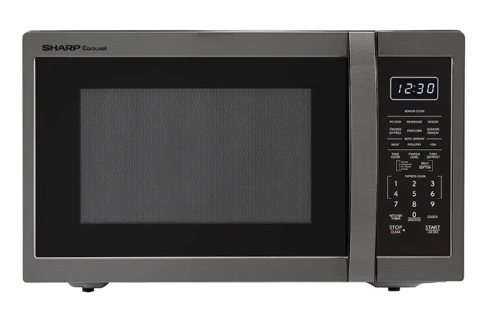 Sharp - 1.4 cu ft Countertop Microwave With Sensor Cooking - Black Stainless Steel