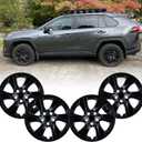 17 inch Hubcap Wheel Covers Compatible for 2019-2025 Toyota RAV4, Durable ABS Plastic Rim Covers (Set of 4), Fit for 19-25 RAV4 17" Standard Wheels - Snap On Tire Cover Replacement (Glossy Black)