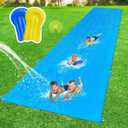 Slip Water Slide, 50FT Giant Slip Water Slides for Kids Backyard, Heavy Duty Slip and Water Slide for Kids Adults Waterslides Backyard Summer Outdoor Toys with 18 Stakes and 2 Inflatable Bodyboards