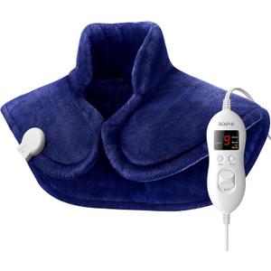 RENPHO Neck Shoulder Heating Pad, FSA HSA Eligible, Birthday Gifts for Women Men Mom Dad, Weighted Electric Heat Pad for Pain Cramps Relief, Machine Washable, Super Soft, ETL Certified, Blue