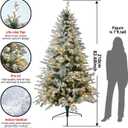 HipTree 7ft Snow Flocked Prelit Christmas Tree Decorations with 300 Dual-Color LED Lights, Lighted Artificial White Xmas Tree for Indoor Decor,Living Room with 1878 Tips, Metal Stand,Plug-in