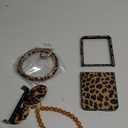 for Motorola Razr Ultra 2025 Case with Hinge Cover & Ring & Chain, Leopard Print Design Cute Razr Ultra 2025 Case for Women, Shock Elegant PU Leather Phone Case for Moto Razr Ultra 2025