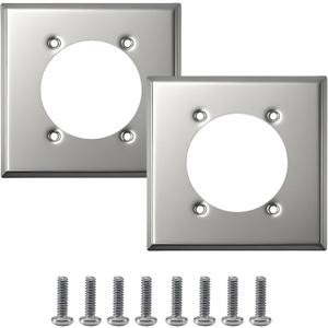2 PCS Outlet Cover Wall Plates 2 Gang Single Hole Receptacle Wall Plates 2.48" Hole Diameter with 8 Screws Compatible with Hubbell HBL9450A 14-50R Replace#: SS701