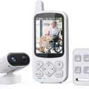 Elderly Monitor with Camera and Audio, 2-Way Talk Room Monitors for Elderly, Call Button, Med Reminder, Temp Monitoring, Night Vision, Pan-Tilt-Zoom Video Monitor for Elderly Care & Caregivers/No WiFi