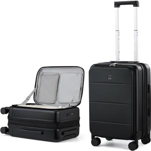 MILADA 20 Inch Expandable Carry On Luggage 22x14x9 Airline Approved with Wheels Top Opening Lightweight PC Hard Shell Suitcases Carry On Bag Rolling Luggage for Travel TSA Approved Luggage, Black
