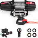 FieryRed ATV/UTV Winch 12V 5500 lb Electric Winch with Steel Cable, with Wireless Remote Control Hawse Aluminium Fairlead & Mounting Bracket, Waterproof IP67
