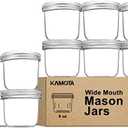 KAMOTA Wide Mouth Mason Jars 8 oz, 8oz Mason Jars Canning Jars Jelly Jars With Wide Mouth Lids and Bands, Ideal for Jam, Honey, Wedding Favors, Shower Favors, 11 PACK