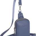INICAT Small Crossbody Sling Bags for Women Vegan Leather Cell Phone Purse Fanny Packs for Women Men (Blue Dark)