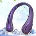 ASNUG Portable Neck Fan, Neck Fans for Men, 4000 mAh Rechargeable Personal Fan,360 Hands Free Bladeless Fan, 3 Speeds Adjustable, Faster Cooling, Super Quiet, Suitable for Home, Office, Sports (Purple)