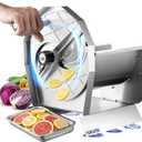 Manual Vegetable Fruit Slicer, Commercial Vegetable Cutter with 0-0.5"/0-13mm Thickness Adjustable, Stainless Steel Veggie Food Slicing Machine for Potatoes Lemons Tomatoes Onions,110V