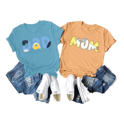 Mom and Dad Shirts Pink Birthday Girl Matching Family Shirt Cute Birthday Party Tee Casual Letter Graphic Top (Medium, Orange)