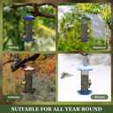 Kingsyard Mesh Tube Bird Feeders for Outdoors Hanging, All Metal, Wild Bird Feeder for Sunflower Seeds or Mealworm, Large Tray & Weatherproof Roof, 2.5 lbs Capacity (Blue)