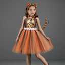 3PCS Kids Girls Jungle Animals Costume Party Dress up Ears Headband Tail Set Halloween Cosplay Birthday Sets (L(6-7Y), Tiger)