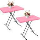 Wolkemer 2 Pack Pink Fitted Tablecloth 20x30 Inch Rectangle Elastic Edges Table Cloth, Spandex Stretch Table Cover with Machine Washable Fabric for Wedding Party Picnic Dining Indoor Outdoor