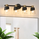 Bathroom Vanity Light Modern Black Bathroom Light Fixture Over Mirror with Glass Lampshade for Kitchen Hallway 4 Lights 