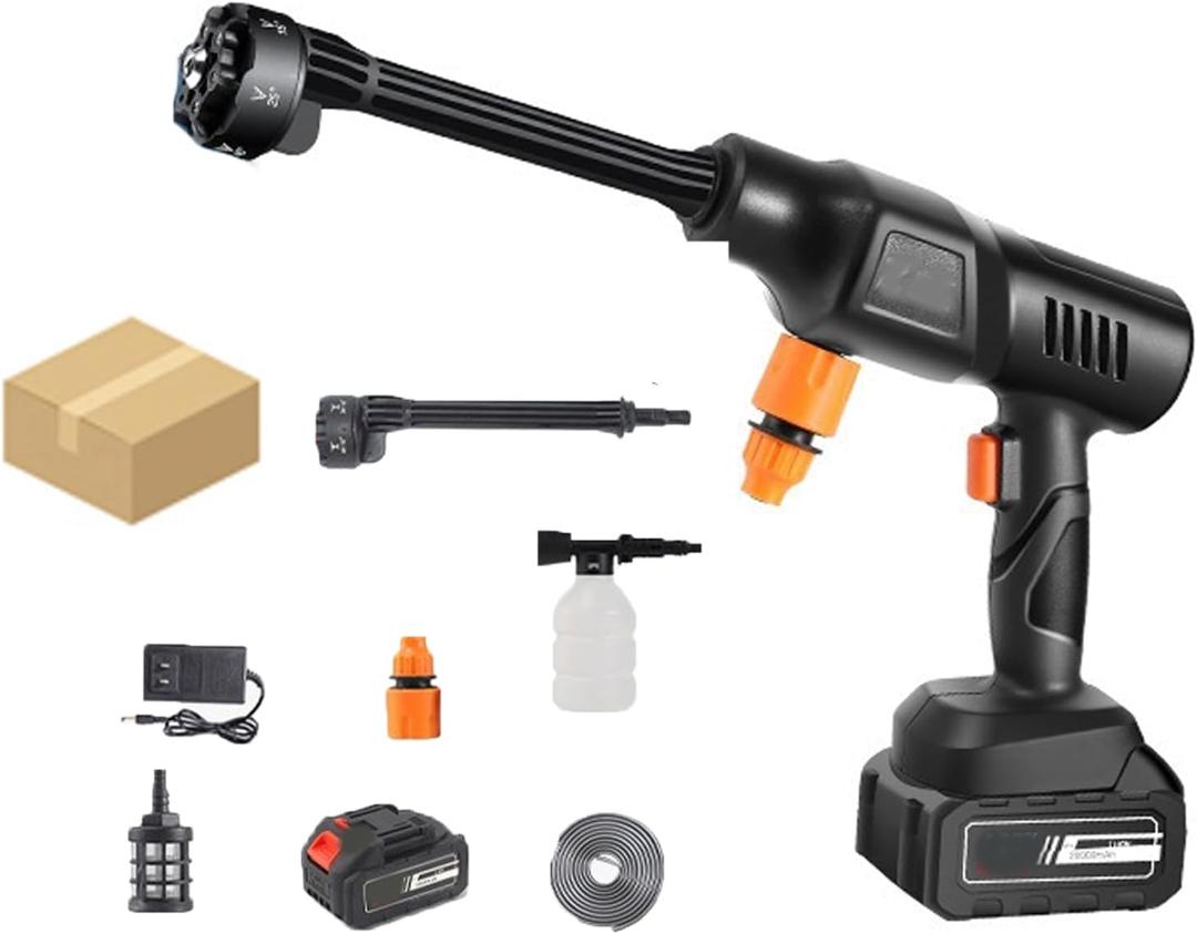 Cordless Portable Multi-Function High Pressure Water Blasters with 6-in-1 Sprayer Battery and Charger 21V Portable Pressure Washer Kit for Cars Boats Home Garden