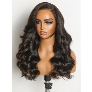 ASHINE 13x6 Body Wave Lace Front Wigs Human Hair Pre Plucked 180 Density HD Transparent Glueless Lace Frontal Wigs with Baby Hair for Women Natural Black 22 Inch