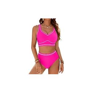 Blooming Jelly Womens High Waisted Bikini Sets Two Piece Tummy Control Swimsuits 2026 Modest Bathing Suit M, Pink
