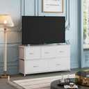 WLIVE Dresser for Bedroom with 5 Drawers, Wide Chest of Drawers, Fabric Dresser, Storage Organization Unit with Fabric Bins for Closet, Living Room, Hallway, White, 11.81"D x 39.37"W x 21.65"H
