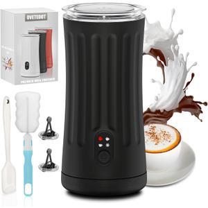 Milk Frother, 4-in-1 Electric Milk Frother and Steamer, Automatic Hot and Cold Foam Maker and Milk Warmer for Coffee, Latte, Cappuccino, Macchiato, Hot Chocolate, Jet Black