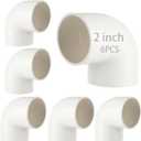 6pcs 2 PVC Fittings 90 Degree Elbow 2 Way PVC Pipe Fittings Right Angle Elbow Furniture Build Grade Pipe Adapter Fittings SCH40