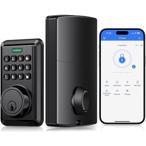 Smart Door Lock, Built-in WiFi Keyless Entry Door Lock Deadbolt with APP Remote Control, No Hub Required Deadbolt Lock, Easy Installation for Front Door-Matte Black