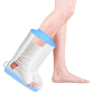 Silicone Foot Cast Cover for Shower with Non-Slip Padding Bottom, Waterproof Elastic Foot Cover for Shower After Surgery Watertight Wound Protection to Broken Cast, Ankle Wound and Burns