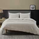 DAPU Linen Duvet Cover King, Washed Lightweight Bedding Set with Buttons Closures, 3 PCs Hypoallergenic Soft Linen Cotton Blend Duvet Cover Set with Multiple Corner Ties (Linen, King)
