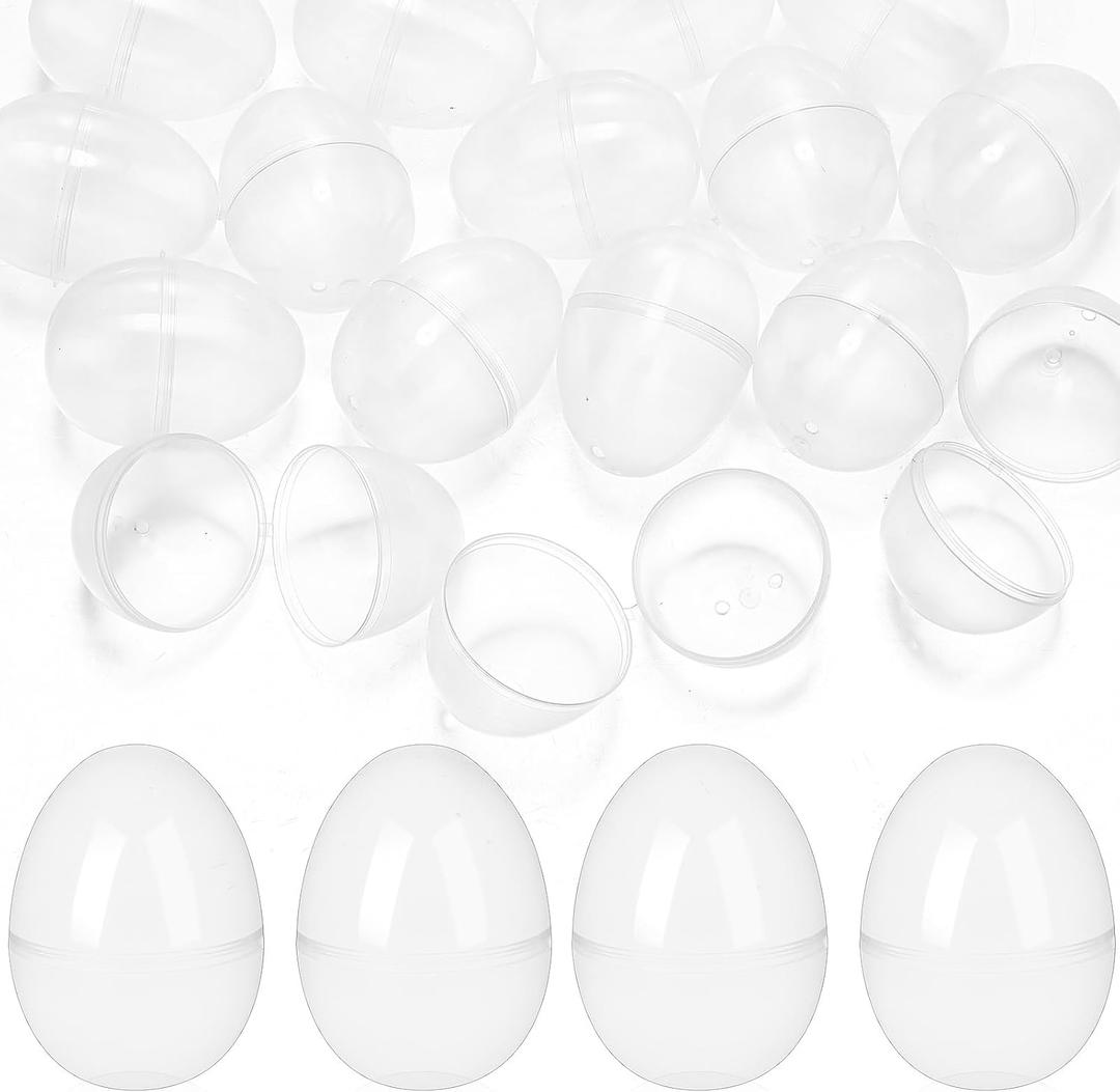 150 Pcs Easter Eggs Plastic Fillable Easter Eggs Bulk Empty Blank for Easter Basket Stuffers Fillers Easter Theme Party Favor Easter Hunt Stuffers Classroom Prize (Transparent)