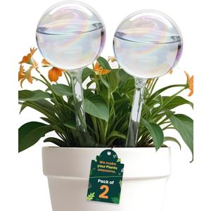 2 Pcs Iridescent Self Watering Globes, Glass Rainbow Plant Watering Globes, Self Watering Planter Insert, Automatic Plant Waterer Indoor, Plant Watering Devices, Plant Water Globes, Watering Bulb (Medium)