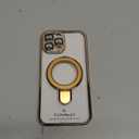 Case for iPhone 13 Pro Max with Magnetic Stand [Compatible with MagSafe] [Full Camera Lens Protector] Luxury Plating Shockproof Clear Phone Case for iPhone 13 Pro Max 6.7", Titanium Gold