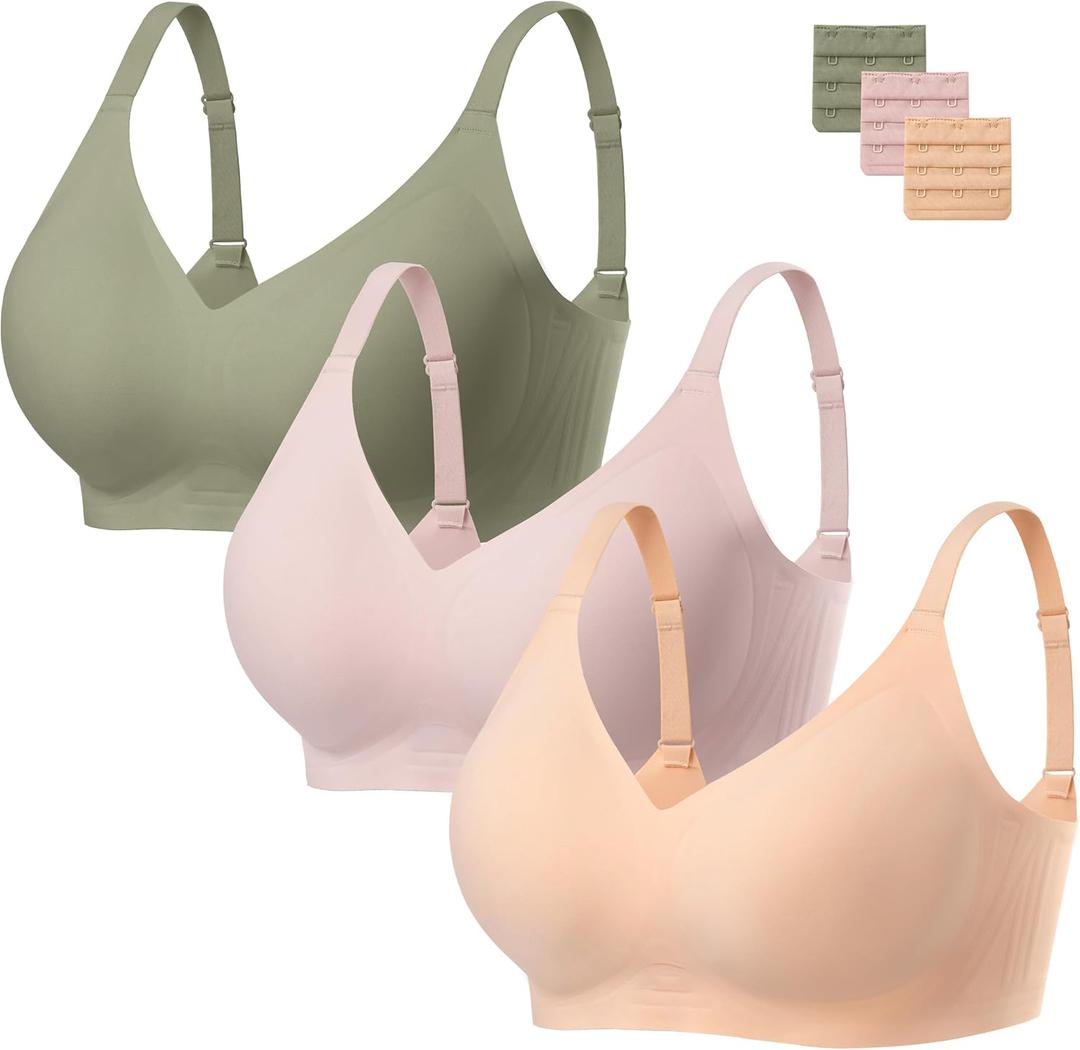 habibee Bra for Women No Underwire Comfort Seamless Bras Push Up Wireless Bras Full Coverage Bralettes, Bra Extender (M)