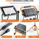 Upgraded 21000Lumen LED Work Lights with Stand - 3 Head Adjustable Work Light with 16FT Cord - IP66 Waterproof Tripod Worklights with Individual Switch for Outdoor Indoor Portable & All-round Lighting