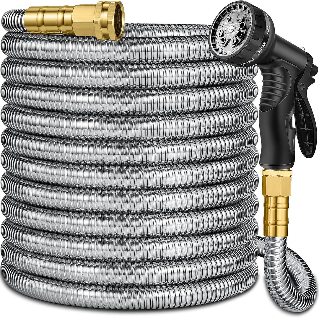 150 ft Stainless Steel Garden Hose - 2026 New Technology Metal Water Hoses with 3/4" Solid Brass Fitting - Lightweight,Ultra Flexible,Durable,Kink-Less Watering Pipes Hoses For Yard, Outdoor