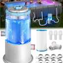 Glowing 1000 GPH Above Ground Pool Filter Pump with Built-in Blue LED Light | Powerful Pool Cartridge Filter Pump System | Enhanced Water Circulation & Filtration up to Clean and Clear Water