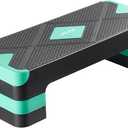 VEVOR Aerobic Exercise Step Platform, 28-Inch Workout Aerobic Stepper, Height Adjustable Fitness Training Step Deck Trainer with 4 Risers, Non-Slip Surface Bench for Home Gym Cardio Strength (Green)