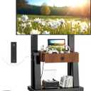 Rolling TV Cart with Power Outlet, Mobile TV Stand with Drawer and Wheels, Height Adjustable Mobile TV Cart for 23-75 inch,Screen Up to 150lbs,TV Stand for Bedroom,Indoor